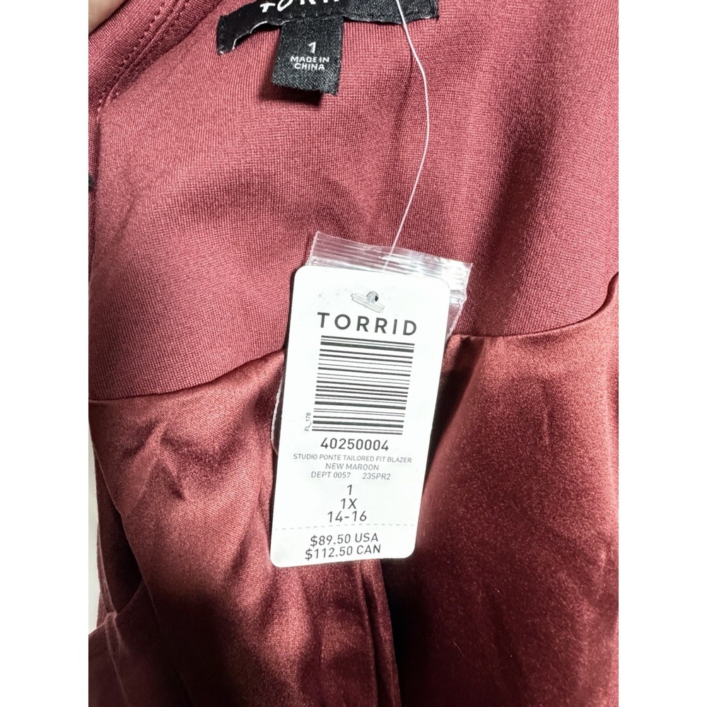 Torrid Studio Luxe Ponte Blazer 1X Red Stretch Tailored Career Jacket - Picture 11 of 13